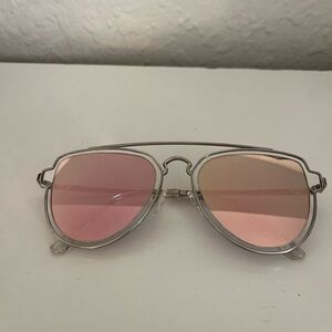 Clear Frame Sunglasses with Pink Mirrored Lenses